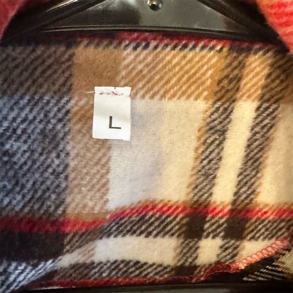 Shein Women's Plaid Button-Up Jacket Red Long Sleeve Size L - Picture 5 of 7